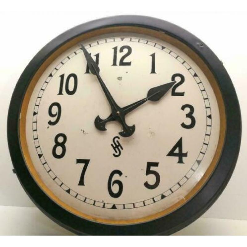 Klok, wandklok, Siemens & Halske, Art Deco, zwart, vintage