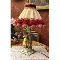 Brocante porselein tafellamp meisje beeld retro/vintage lamp