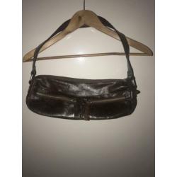 Vintage schoudertas bruin Gas 100% leer