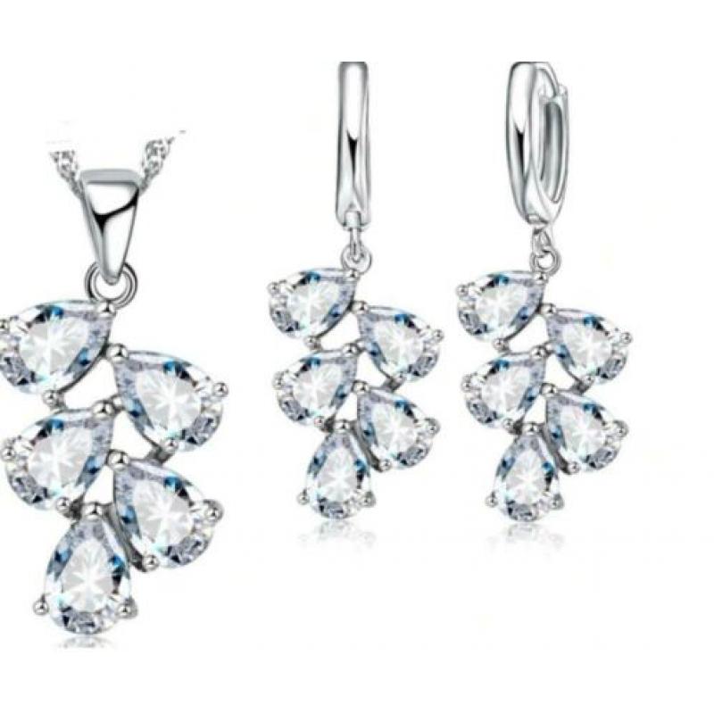 925 Sterling Zilveren Set met Zirkonia Nieuw