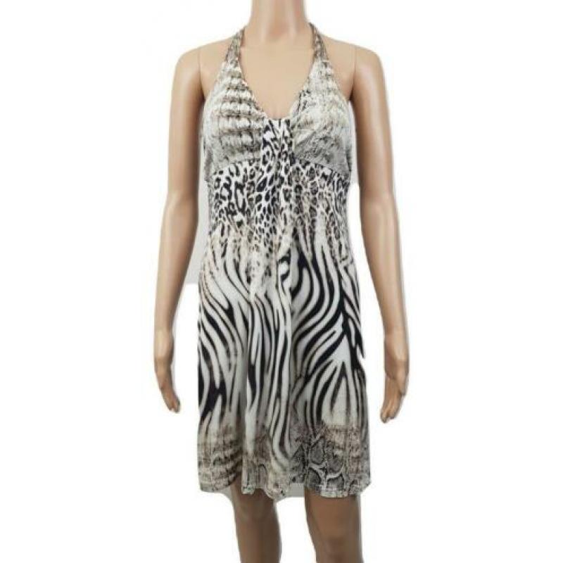 Marc Cain Marccain tijgerprint halter jurk luxe maat 34 zgan