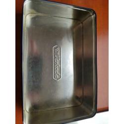 Vintage blauwe koektrommel Verkade biscuits: