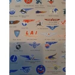 Kaart met alle luchtvaart emblemen uit 1950