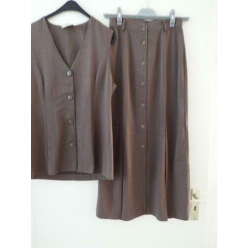 Rok + Gilet blouse bruin mt.36 (S) City Life Woman