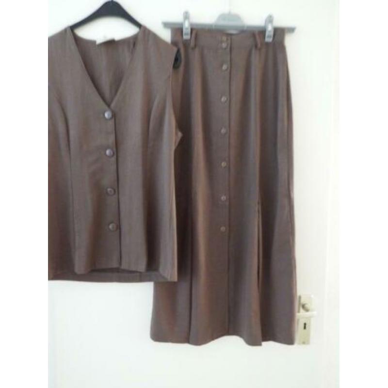 Rok + Gilet blouse bruin mt.36 (S) City Life Woman
