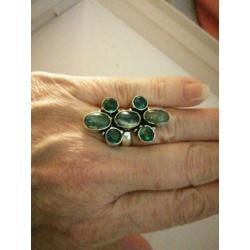 Prachtige handgemaakte 925z ring met blauw topaas maat 17
