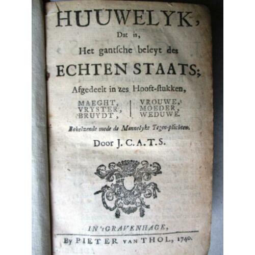 Jacob Cats: Huuwelijck, 1740