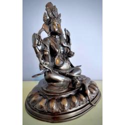 Ganesha beeld zwart/grijs brons 38 cm