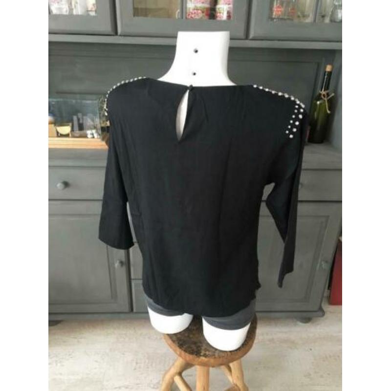 Stoere top met steentjes van HM maat 36 Longsleeve/trui