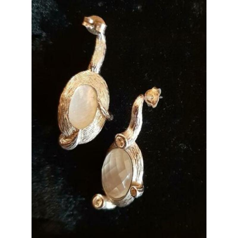 Vintage oorbellen zilver en maansteen