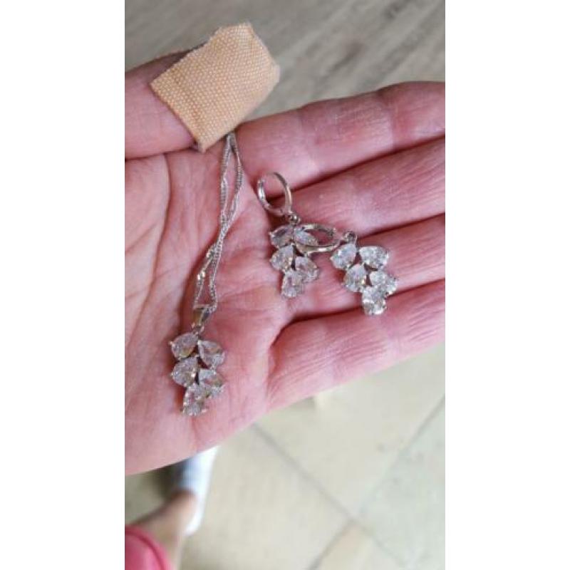 925 Sterling Zilveren Set met Zirkonia Nieuw