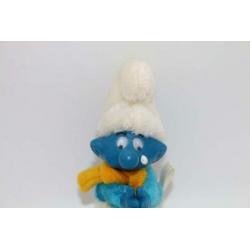 Vintage smurf met traan en sjaal knijppoppetje Peyo 1980
