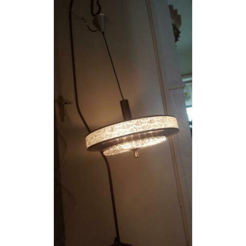 60er jaren hanglamp metaal glas