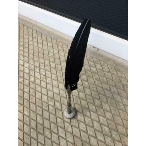 GANZEN VEER PEN met HOUDER - zilverkleurig