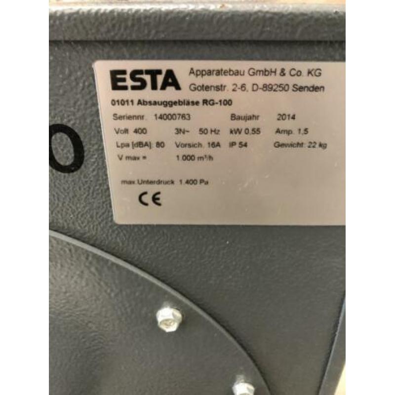 ESTA RG-100 industriële afzuiger. Nergens goedkoper