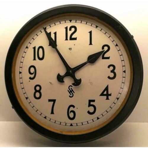 Klok, wandklok, Siemens & Halske, Art Deco, zwart, vintage