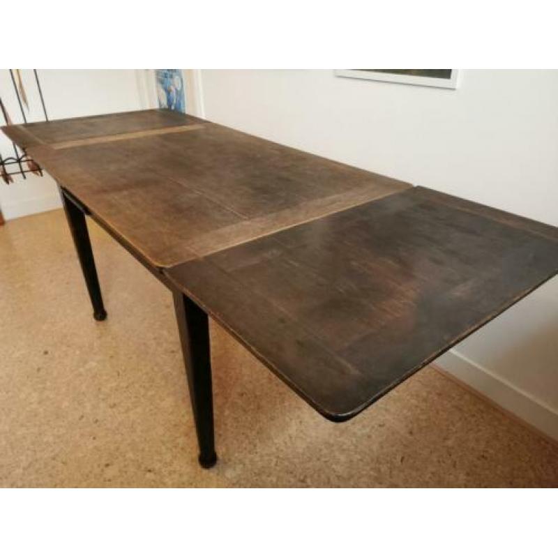 Antieke houten uitschuif eetkamertafel