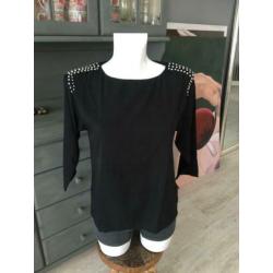 Stoere top met steentjes van HM maat 36 Longsleeve/trui