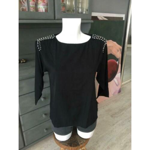 Stoere top met steentjes van HM maat 36 Longsleeve/trui