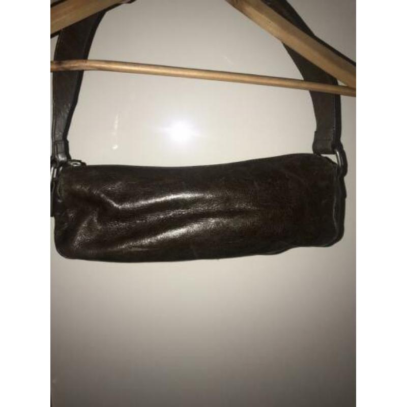 Vintage schoudertas bruin Gas 100% leer