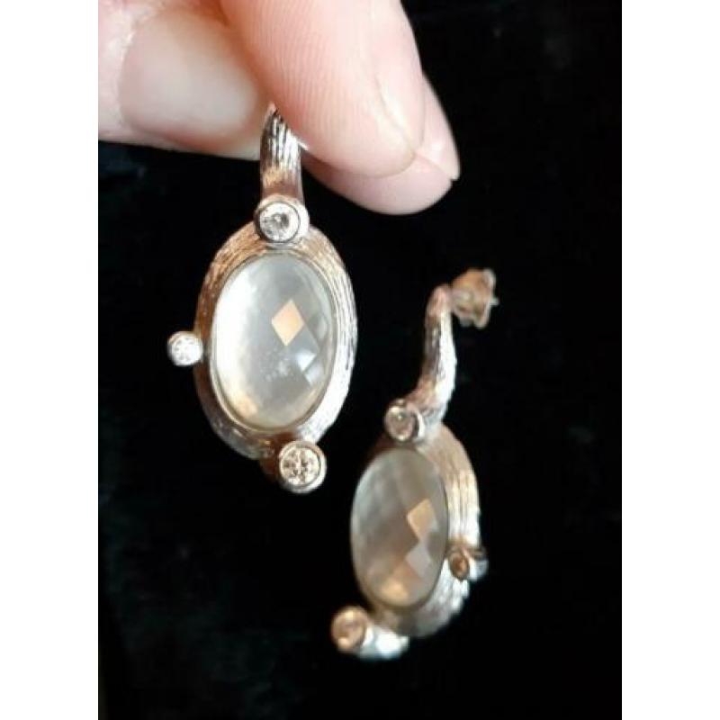 Vintage oorbellen zilver en maansteen