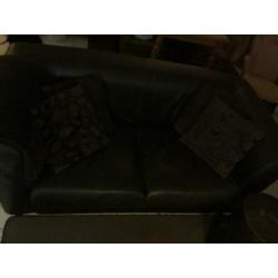 Te koop voor weinig donker bruine leren bank met Fauteuils