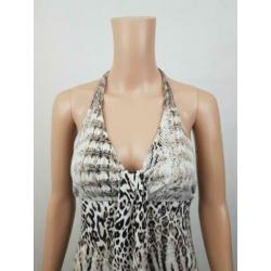 Marc Cain Marccain tijgerprint halter jurk luxe maat 34 zgan