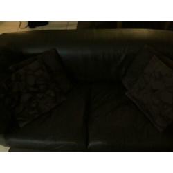 Te koop voor weinig donker bruine leren bank met Fauteuils