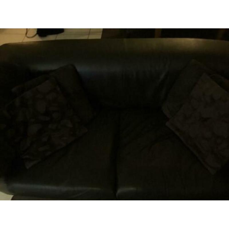 Te koop voor weinig donker bruine leren bank met Fauteuils