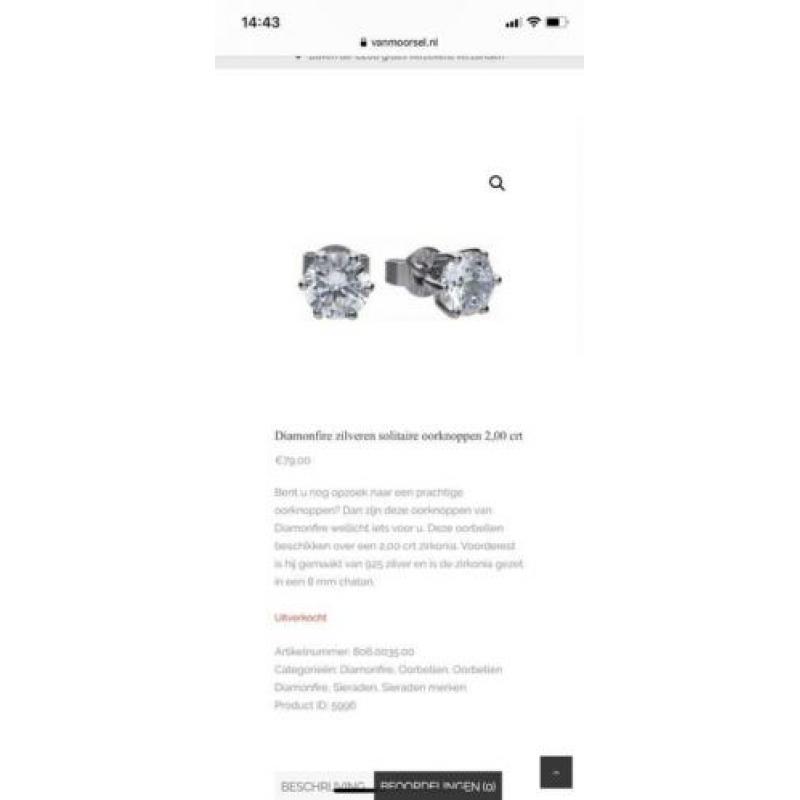 Diamonfire oorknopjes 0,2 crt