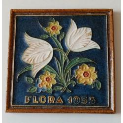 Porceleyne Fles cloisonne tegel Flora 1953. GAAF!