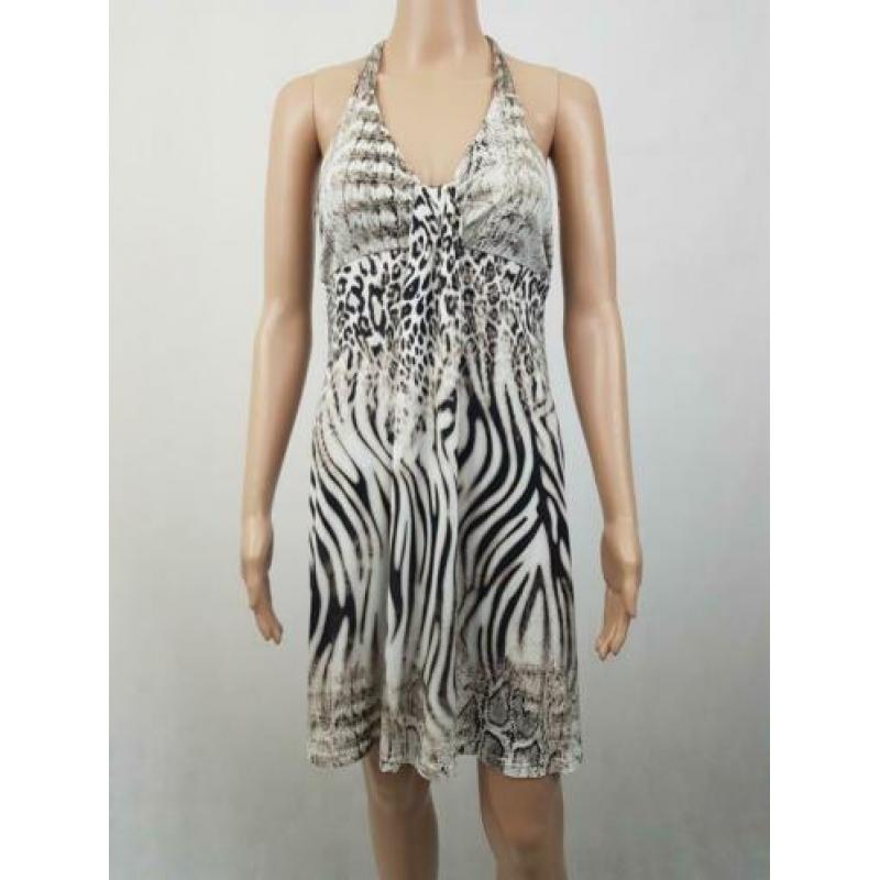Marc Cain Marccain tijgerprint halter jurk luxe maat 34 zgan
