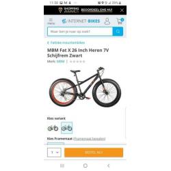 MBM Fat bike X 26 Inch Heren 7V Schijfrem Zwart Rood