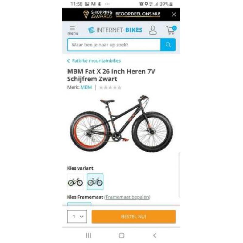 MBM Fat bike X 26 Inch Heren 7V Schijfrem Zwart Rood