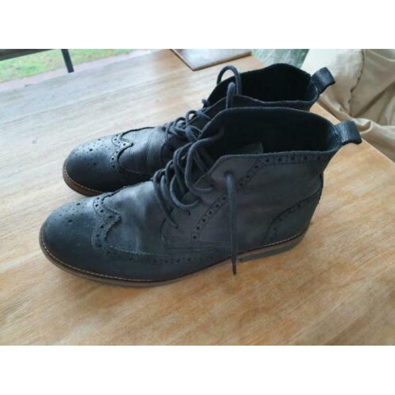 Herenschoenen leer zwart River Island half hoog
