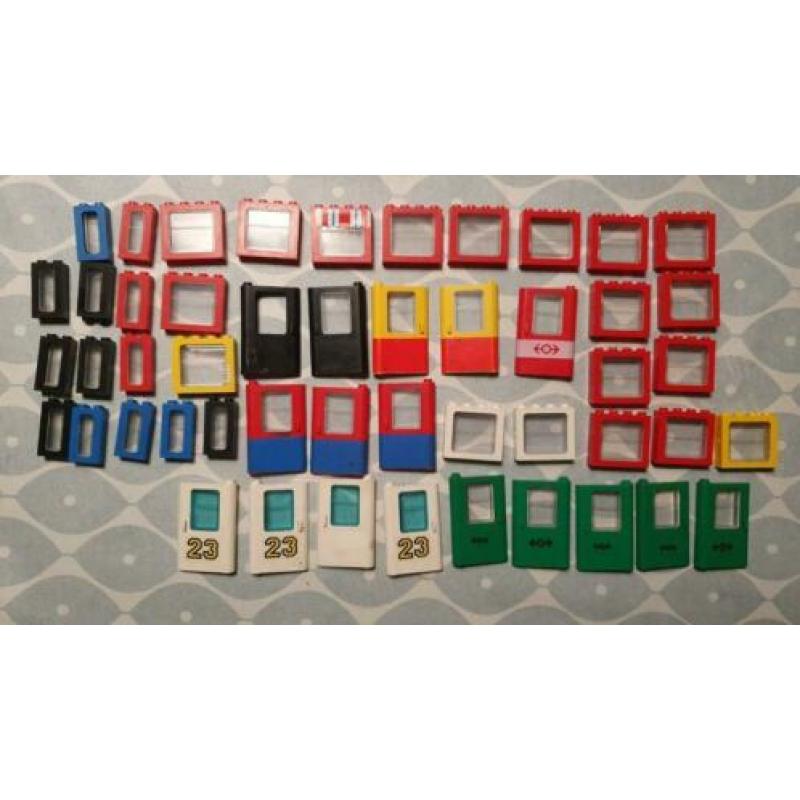 Lego vintage trein ramen deuren partij 50 stuks met glas