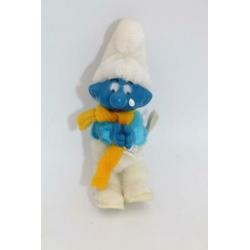 Vintage smurf met traan en sjaal knijppoppetje Peyo 1980