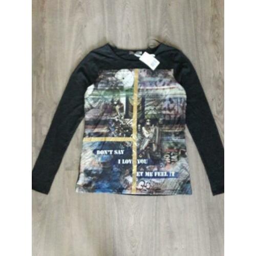 Nieuw donkergrijs/ zwart gemêleerde longsleeve Maat S