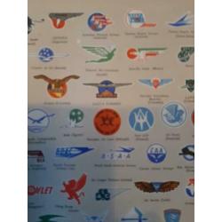 Kaart met alle luchtvaart emblemen uit 1950