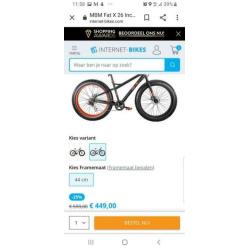 MBM Fat bike X 26 Inch Heren 7V Schijfrem Zwart Rood