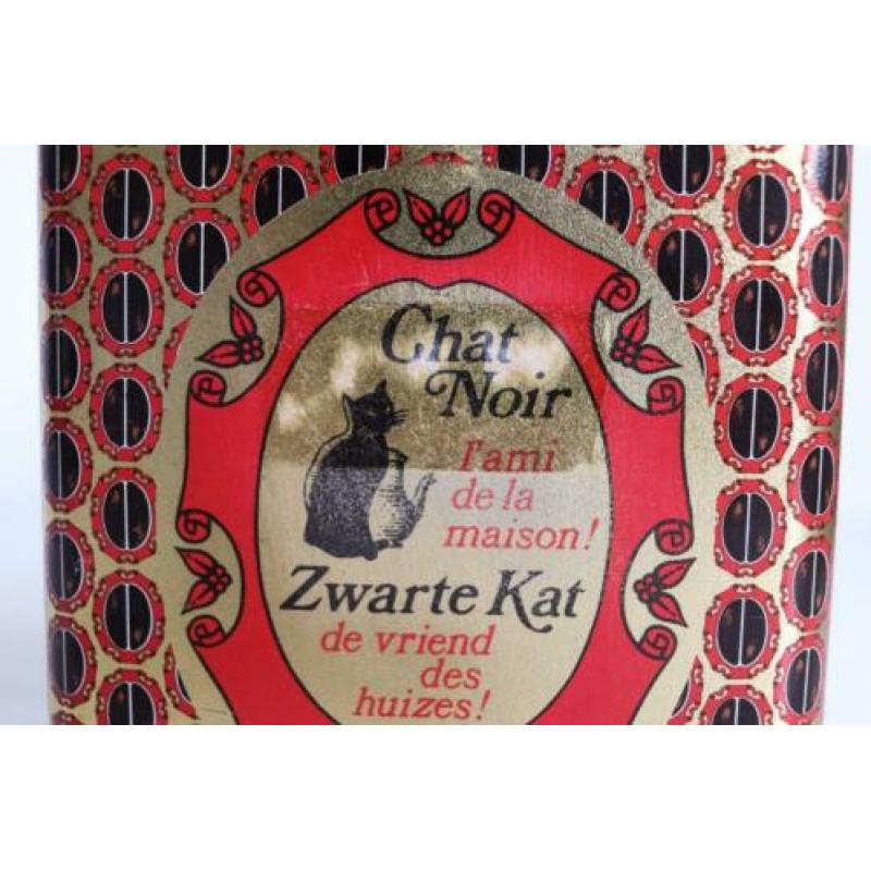 Vintage voorraadblik Zwarte Kat / Chat Noir koffie retro