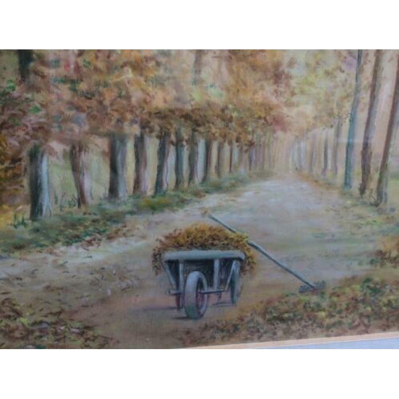 Oude aquarel J van Schaik in lijst .