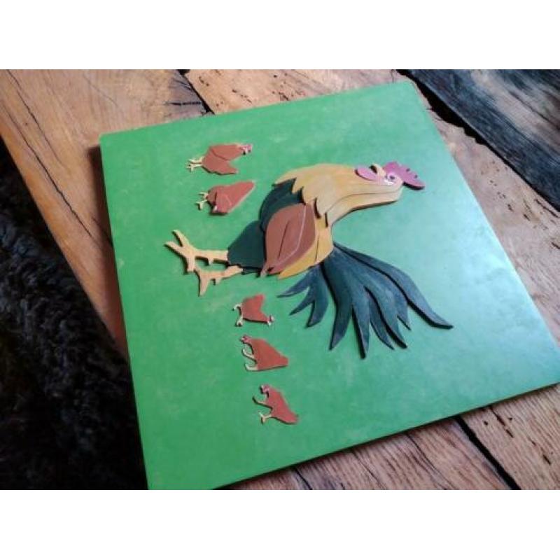 3D schilderij gefiguurzaagd Haan en hennen @DOC61