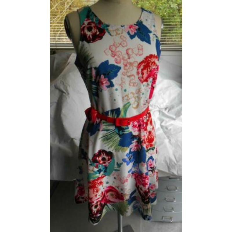 Bloemen vintage rockabilly pin-up 50s swingende jurk mt L.