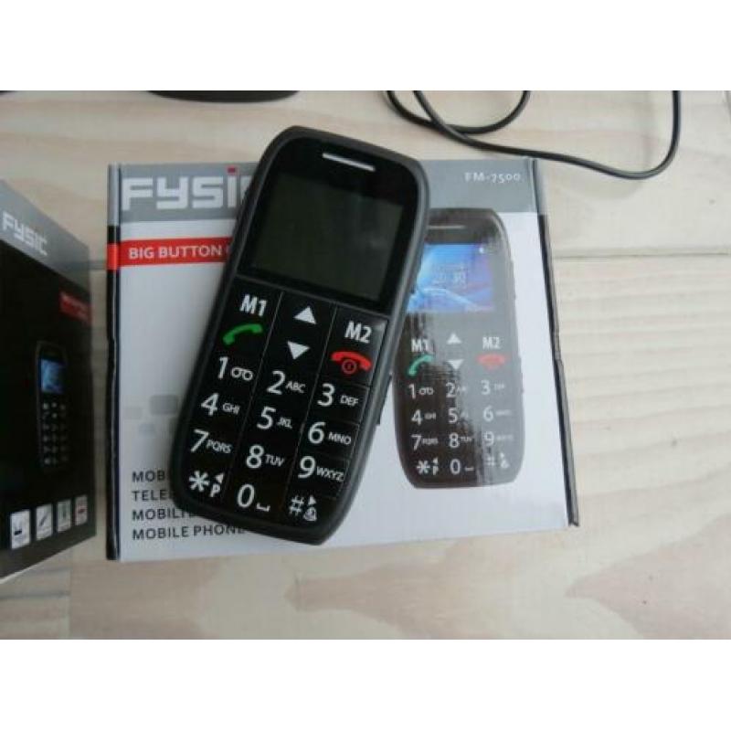Fysic big button GSM, telefoon, FM7500, in doos, nieuw, 2 st