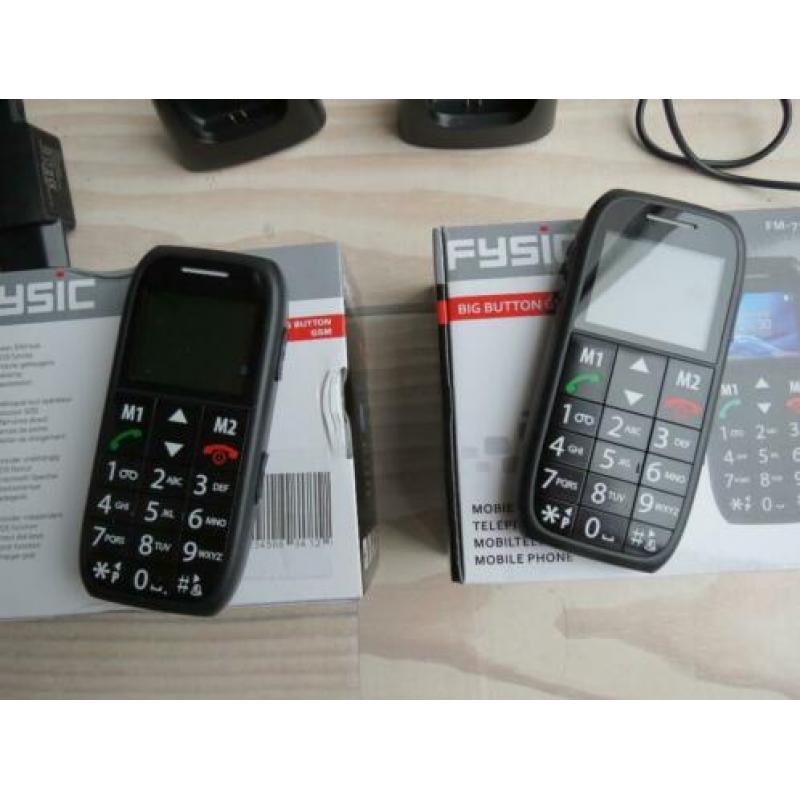 Fysic big button GSM, telefoon, FM7500, in doos, nieuw, 2 st