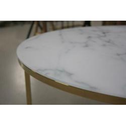 Hippe ronde salontafel metaal goud glas marmer Cay Bendt