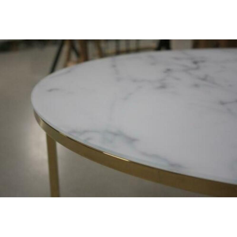 Hippe ronde salontafel metaal goud glas marmer Cay Bendt