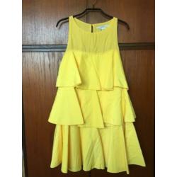 Zara jurk trend ruffle mt s geel