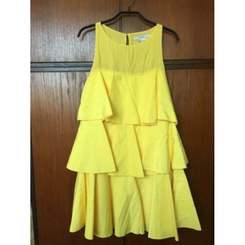 Zara jurk trend ruffle mt s geel